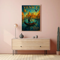 Venice Poster Floating City Revealed Romantic Travel Art