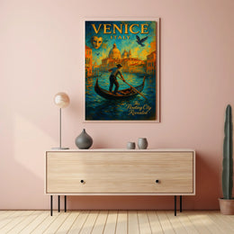 Venice Poster Floating City Revealed Romantic Travel Art