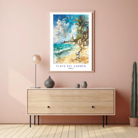 Playa del Carmen Beach Scene Watercolor Travel Poster PosterGoat