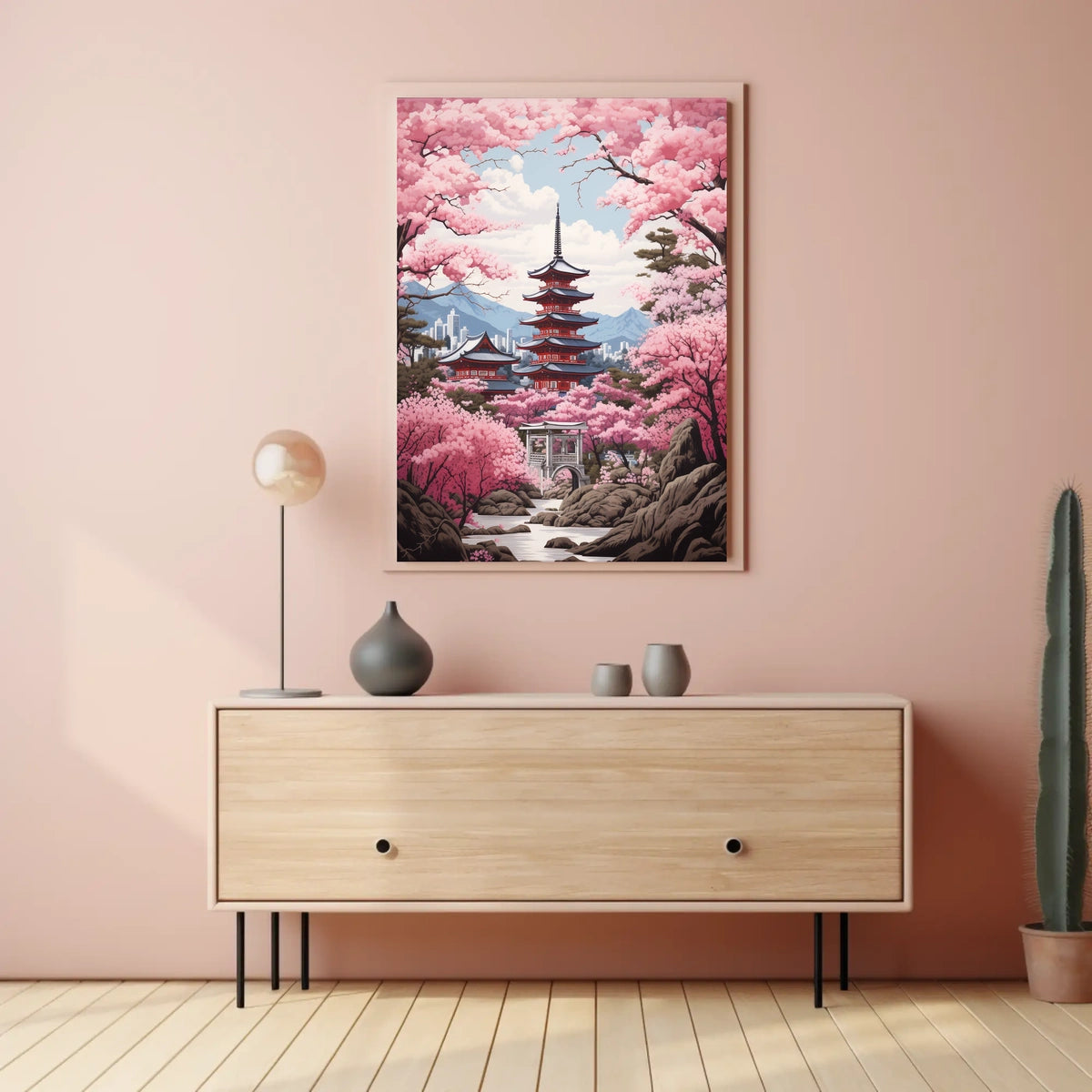 Cherry Blossom Pagoda Springtime Cultural or Heritage Poster