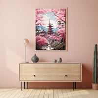 Cherry Blossom Pagoda Springtime Cultural or Heritage Poster