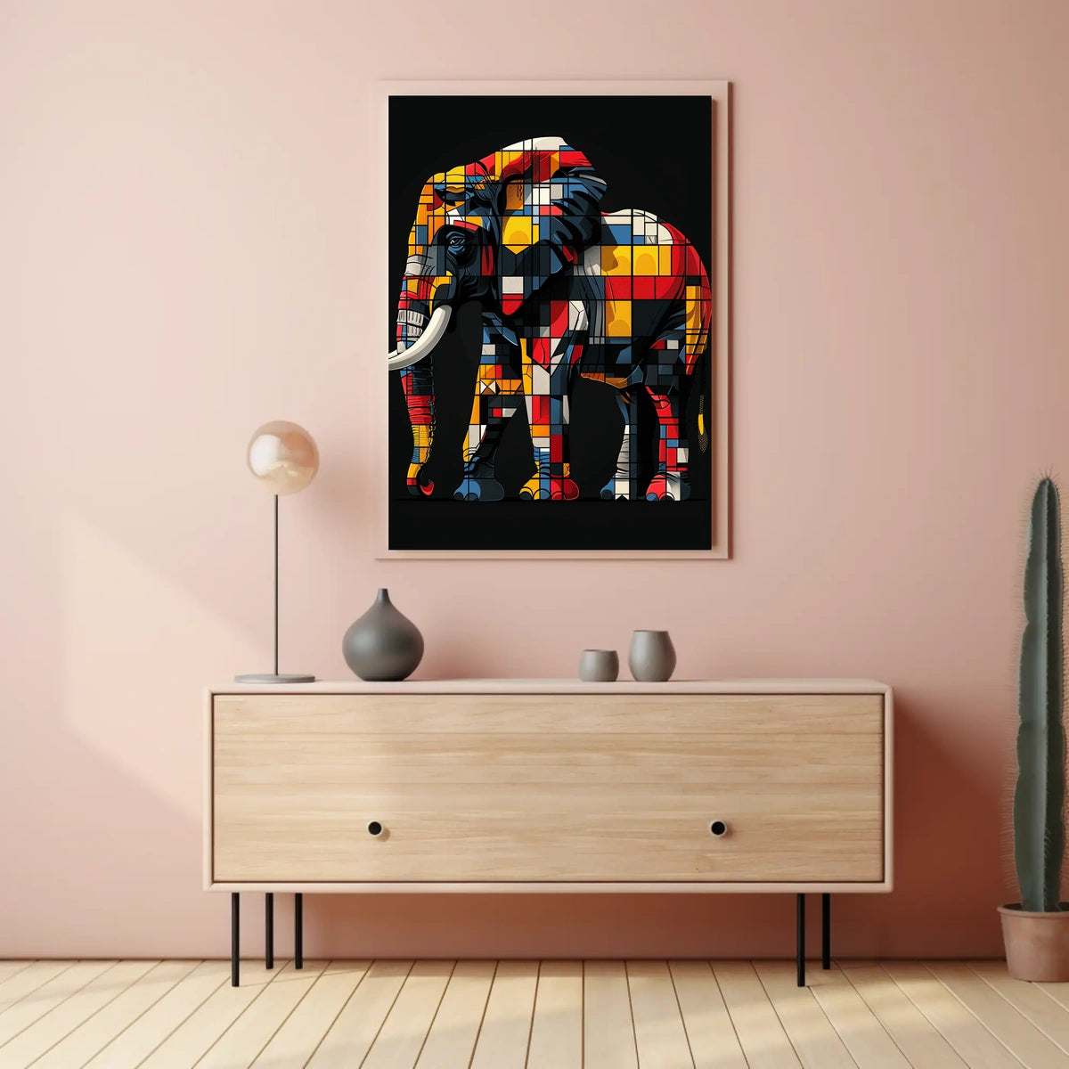 Colorful Geometric Elephant Poster