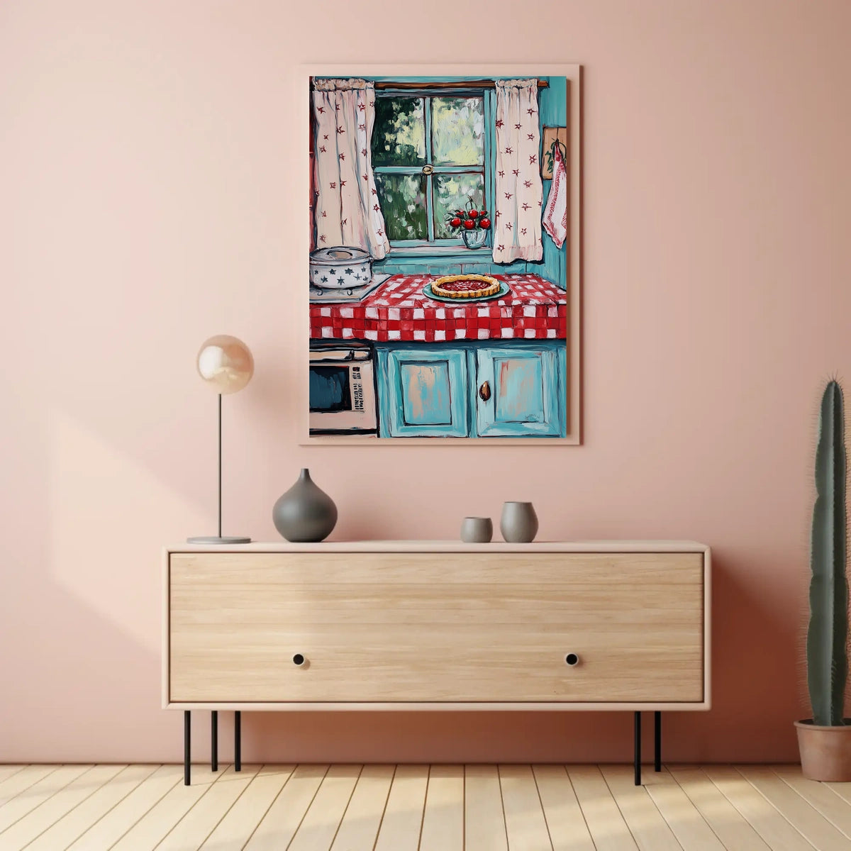Grandmas Kitchen Scene With Cherry Pie Artwork Poster