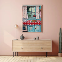 Grandmas Kitchen Scene With Cherry Pie Artwork Poster