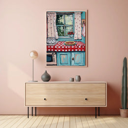 Grandmas Kitchen Scene With Cherry Pie Artwork Poster