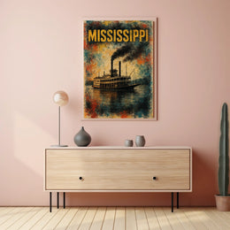 Mississippi Steamboat Journey Poster