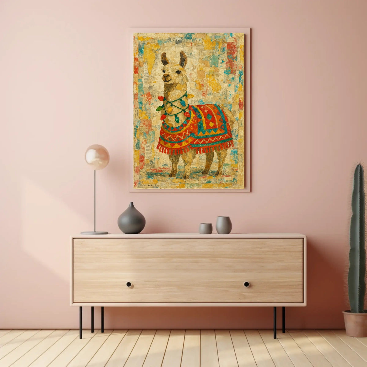Festive Llama Art Poster