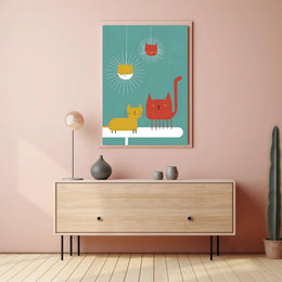 Whimsical Feline Friends Poster