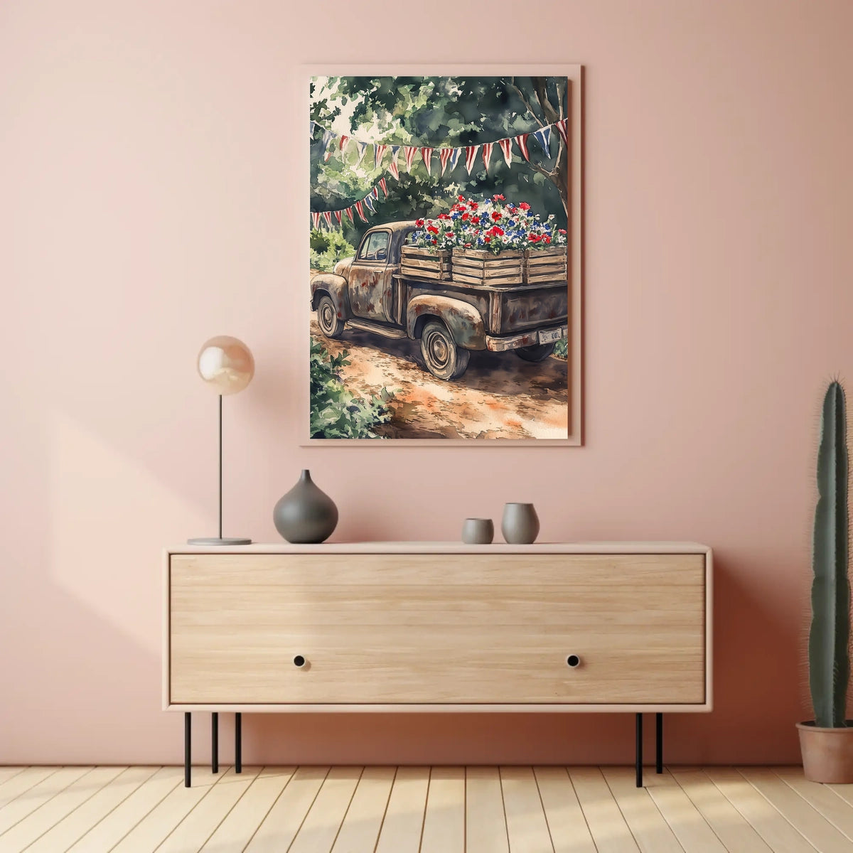 Vintage Weathered Pickup Truck Wall Art Decor Poster