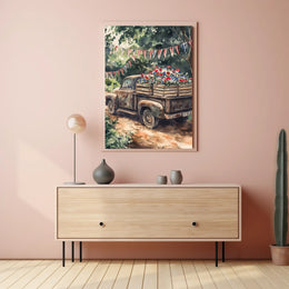 Vintage Weathered Pickup Truck Wall Art Decor Poster