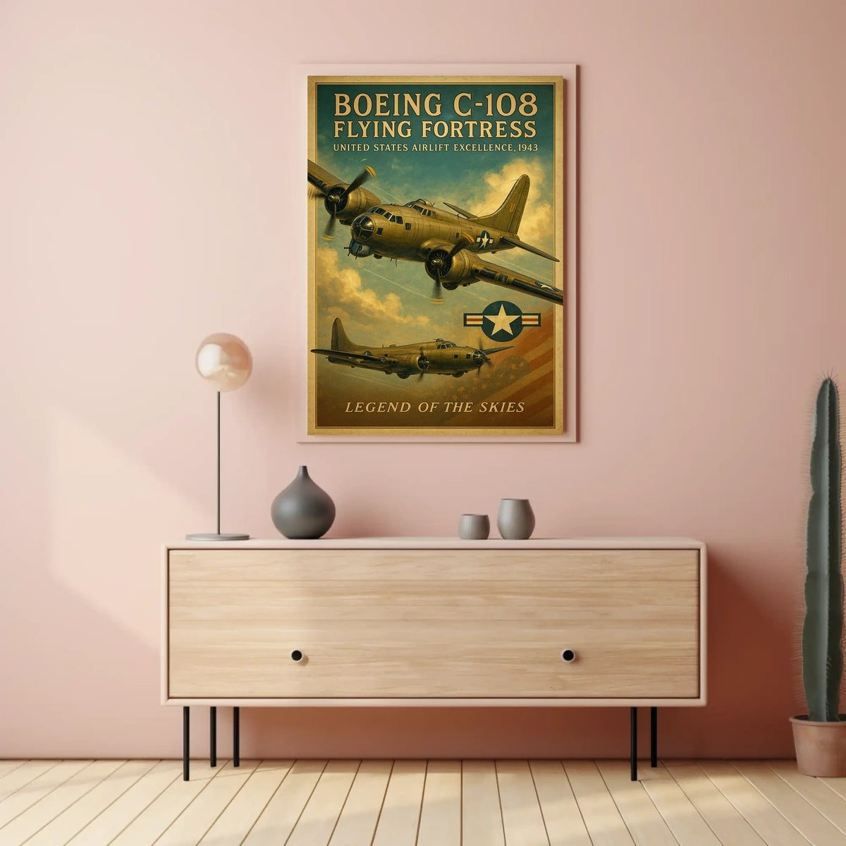 Legendary WWII Boeing C-108 Aviation Poster Art