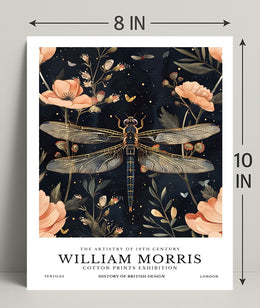 William Morris Exhibition: Intricate Dragonfly Arts and Crafts Poster