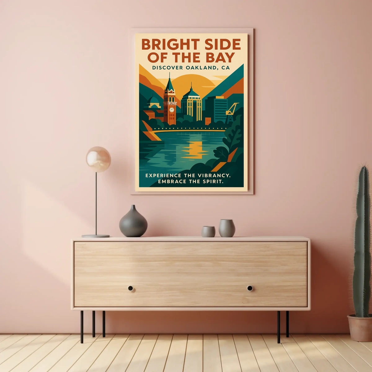 Oakland Cityscape Vintage Travel Poster Art Print