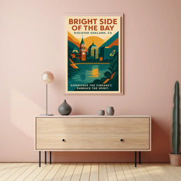 Oakland Cityscape Vintage Travel Poster Art Print