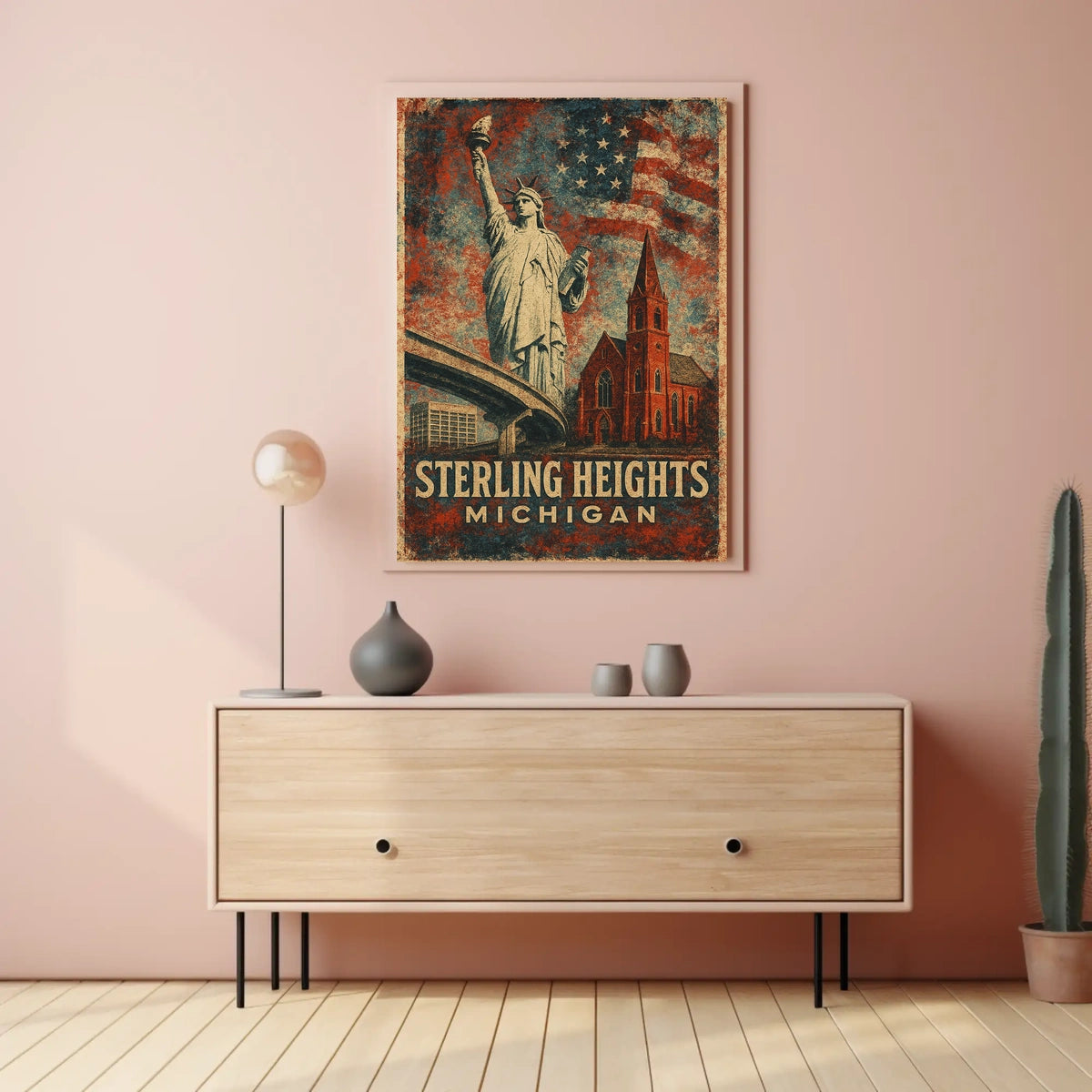 Sterling Heights Cityscape Vintage Collector Poster