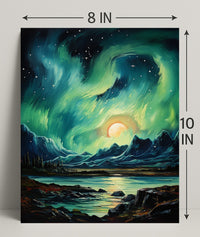 Aurora Over The Mountains Poster