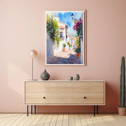 Sunlit Mediterranean Alley Poster PosterGoat