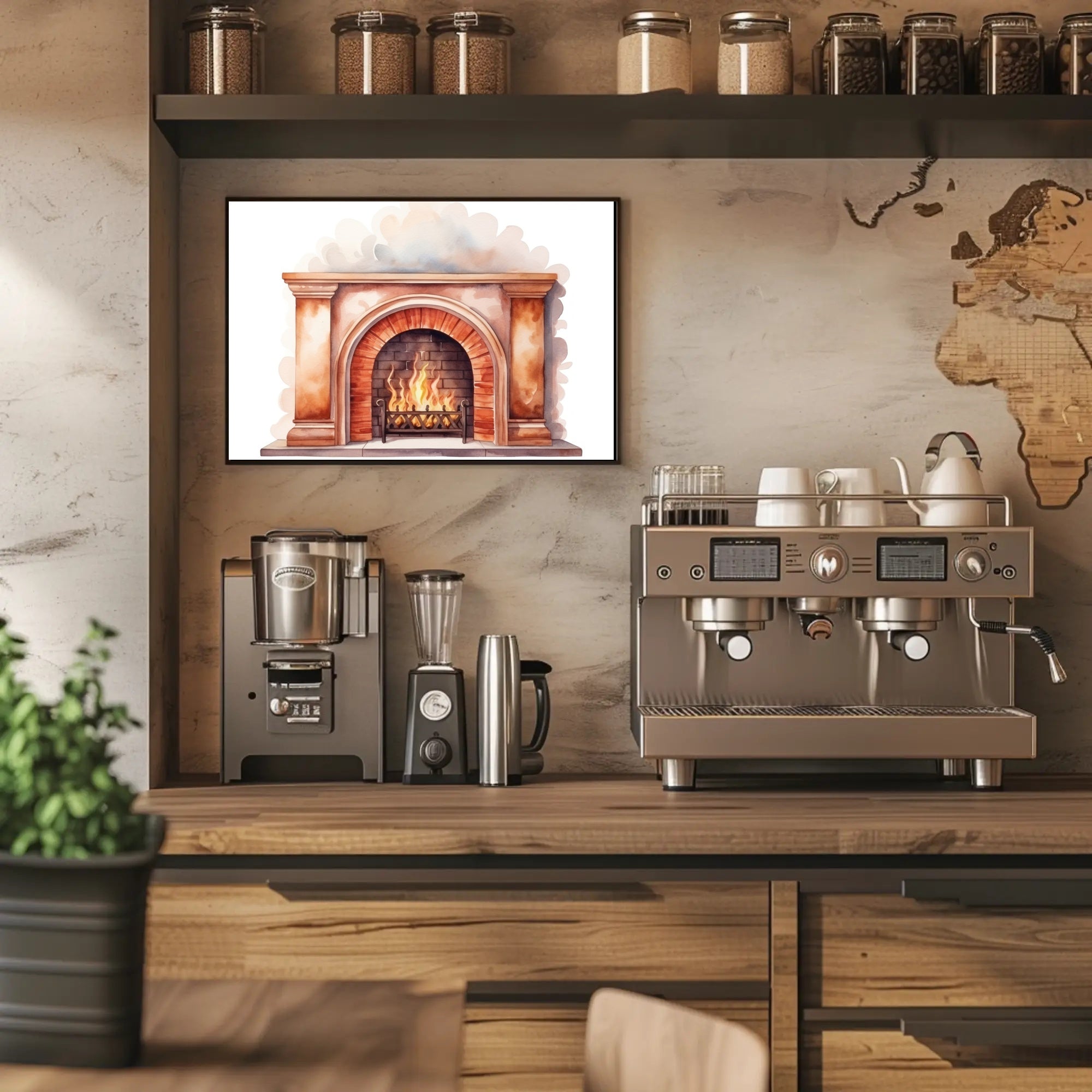 Cozy Hearth Illustration Poster