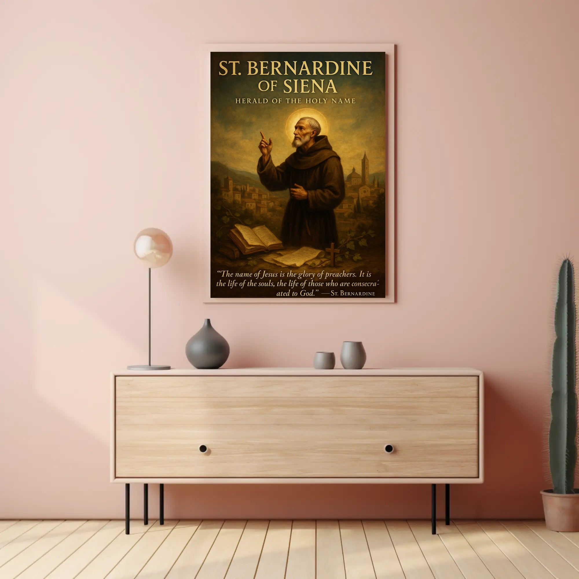 St Bernardine Of Siena Religious Poster Vintage Print