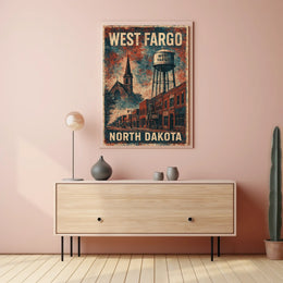 West Fargo Nostalgic Americana Travel Poster
