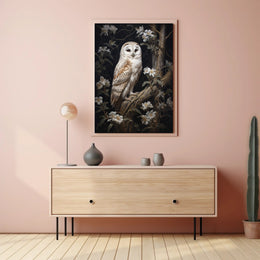 Barn Owl Elegance Perched Animal Poster