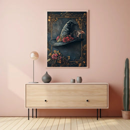 Magical Witch Hat with Roses Artistic or Pop Culture Poster