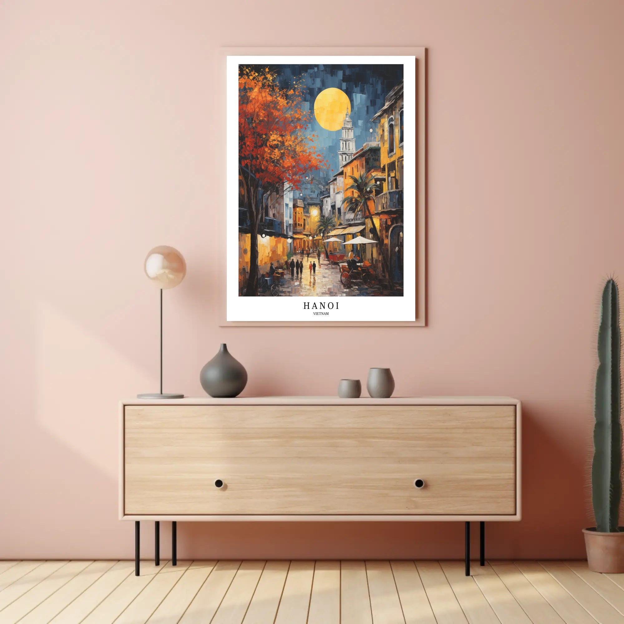 Vibrant Hanoi Evening Urban Cityscape Poster PosterGoat