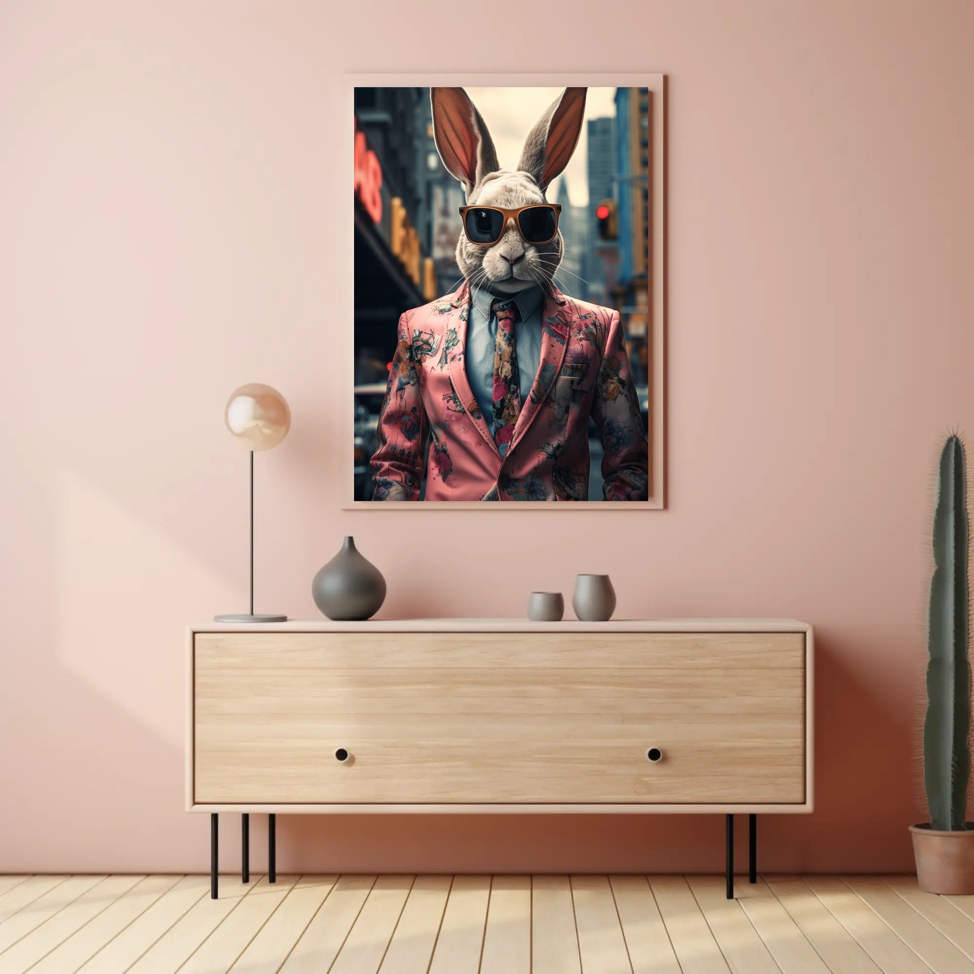 Stylish Rabbit In The City Poster