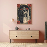 Skeleton Wedding Embrace: Romantic Cultural or Heritage Poster