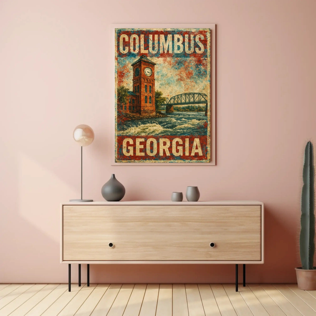 Columbus Georgia Minimalist Cityscape Home Decor Poster