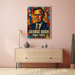 George H. W. Bush 41st President of the United States Glitch Hop Art Poster