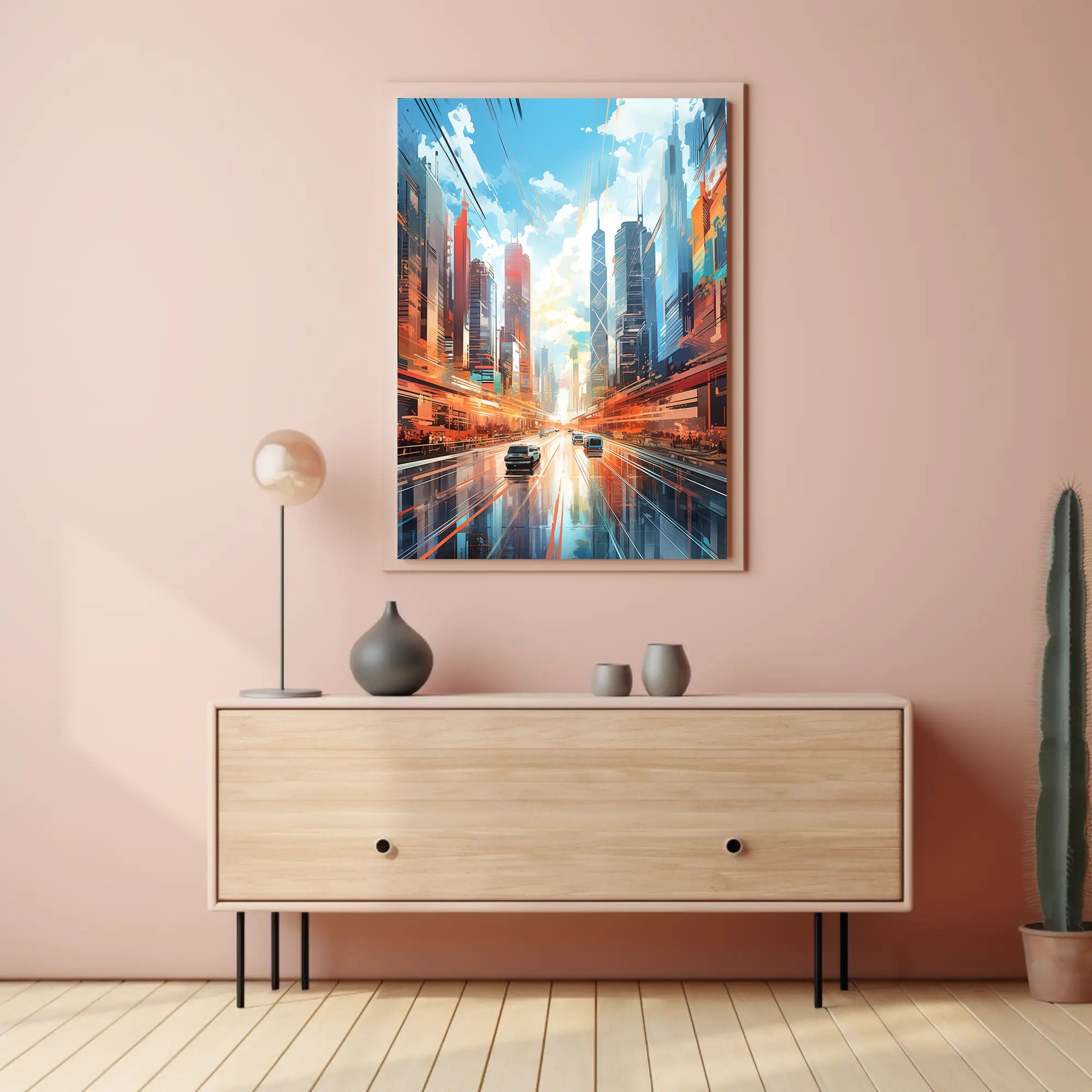 Futuristic Cityscape with Dynamic Lines Sci-Fi Poster