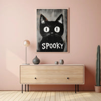 Stylized Black Cat Minimalist Spooky Eerie Poster