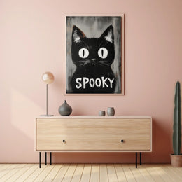 Stylized Black Cat Minimalist Spooky Eerie Poster