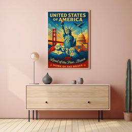 United States of America Land of the Free Poster PosterGoat