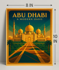 Abu Dhabi Oasis Elegance Vintage Travel Poster