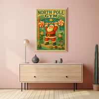 North Pole Gym Vintage Christmas Poster Art