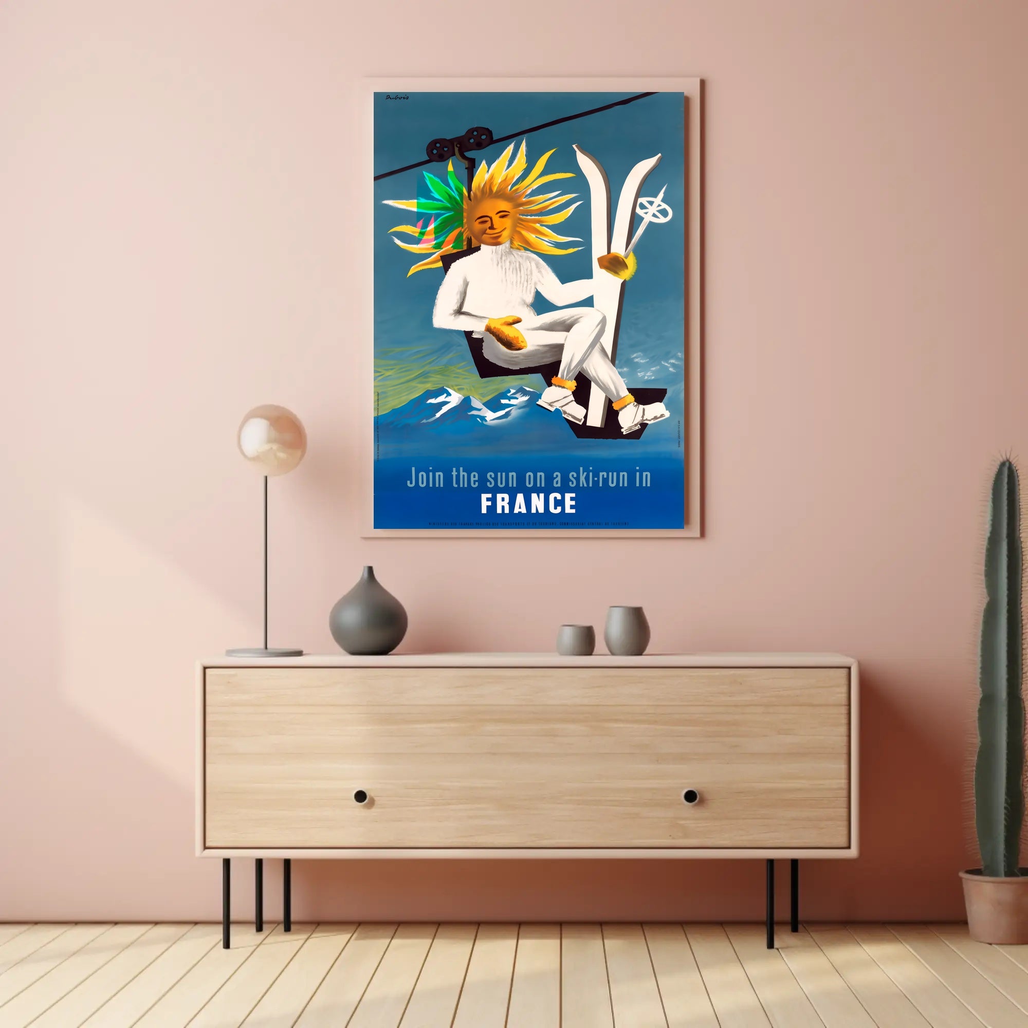 Skiing in France with the Sun Poster PosterGoat