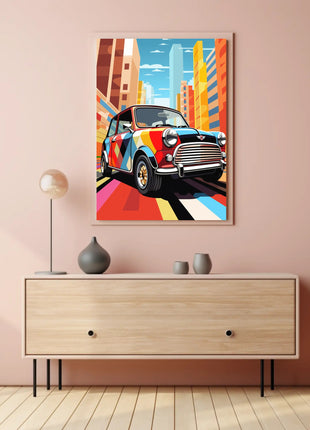 Retro City Pop Art Car Artistic Poster