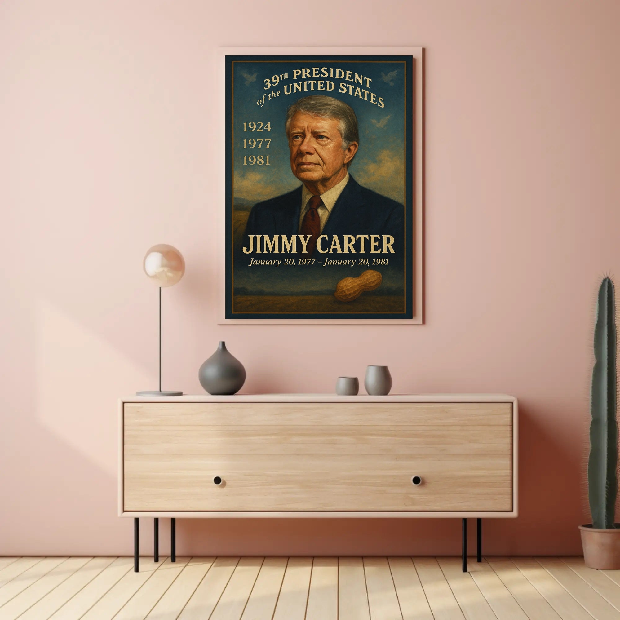 Jimmy Carter 39th President Wall Art Vintage Portrait Print PosterGoat