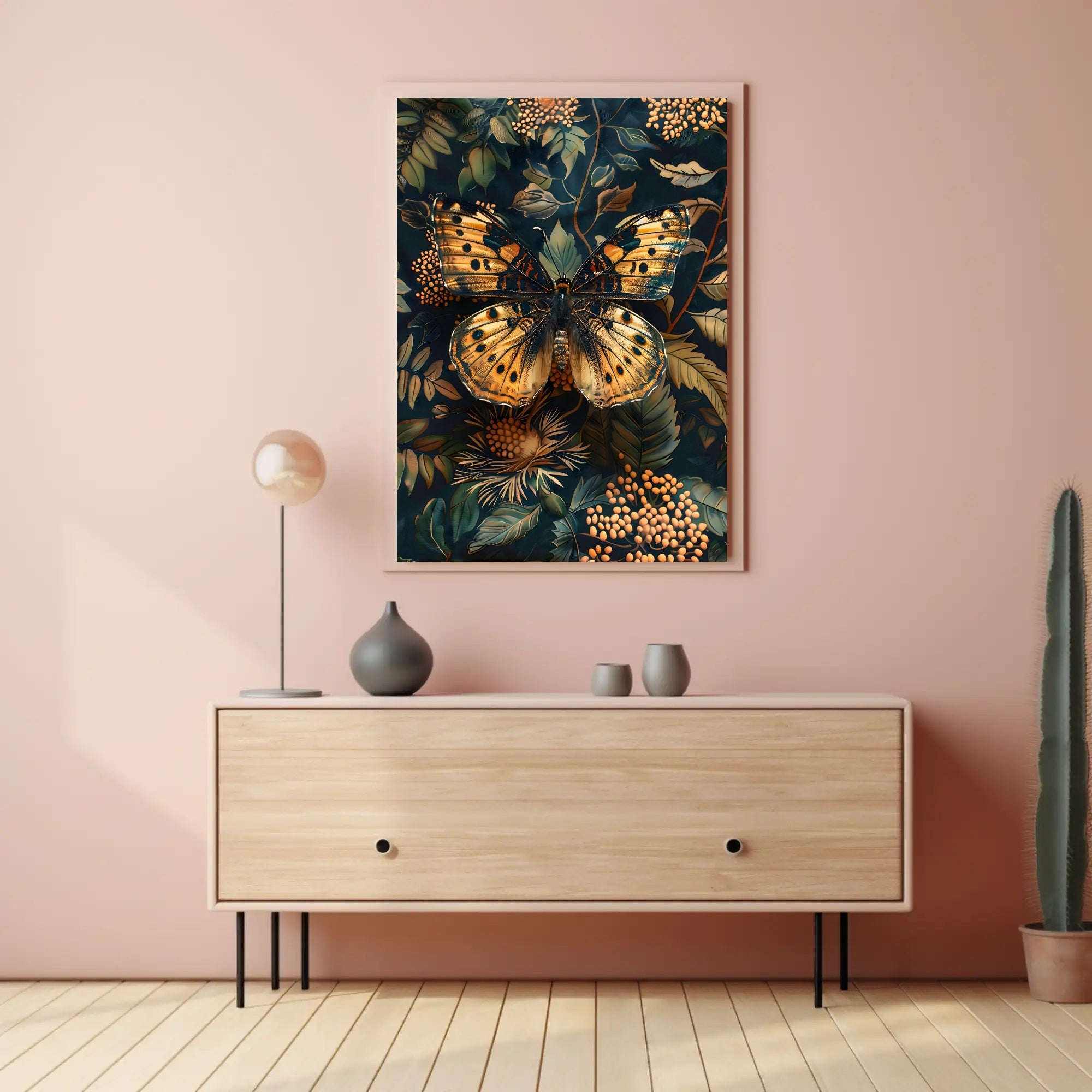 Butterfly Elegance: Ornate Art Nouveau Animal Poster