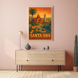 Santa Ana Retro Travel Scene Art Print Travel Poster