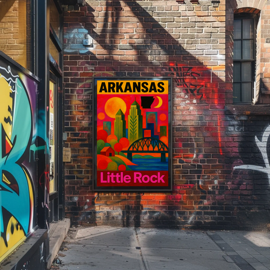 Arkansas Little Rock Skyline Vintage Travel Poster Art