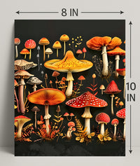 Mushroom Species Chart: Vibrant Fungi Educational or Infographic Poster