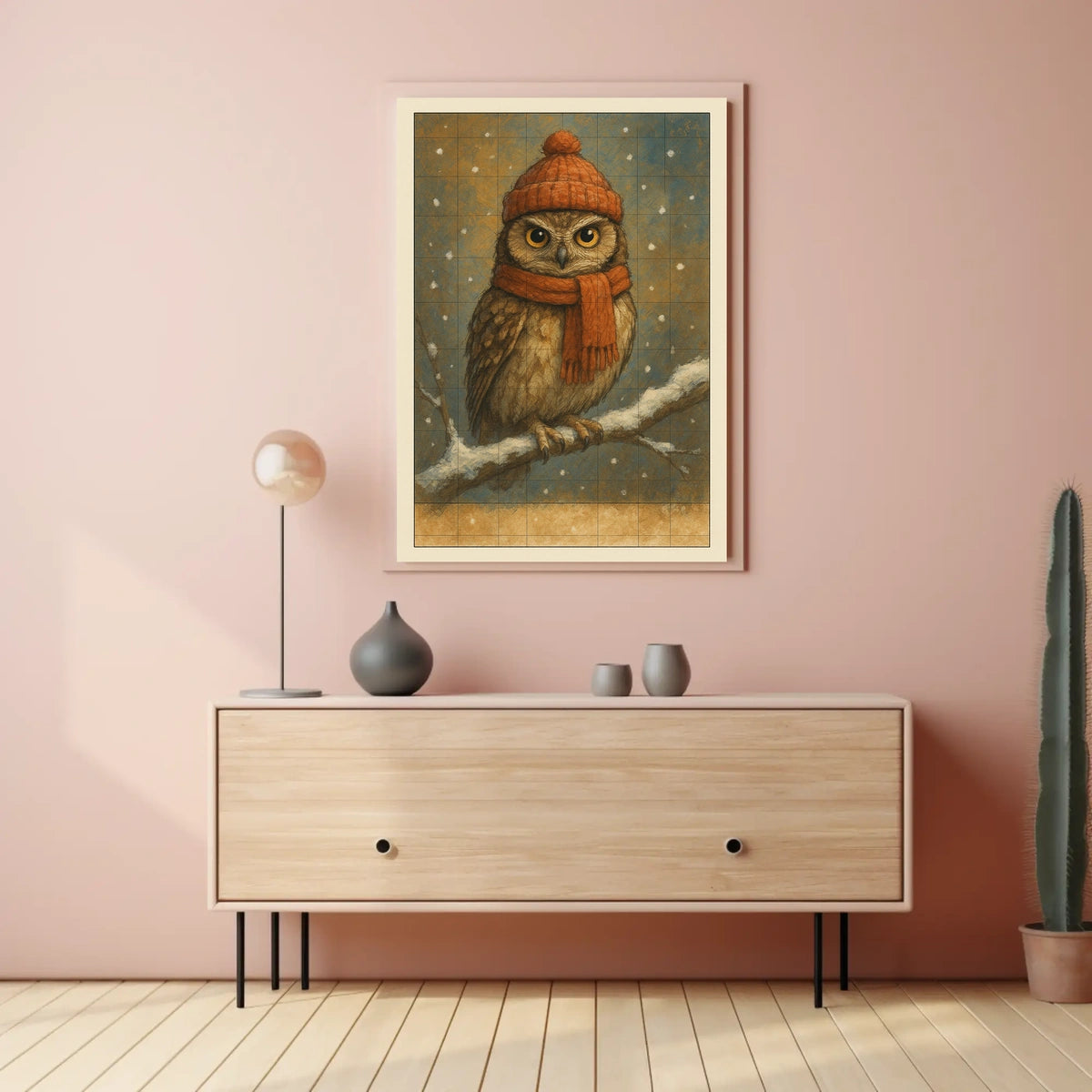 Winter Owl In Cozy Attire Poster