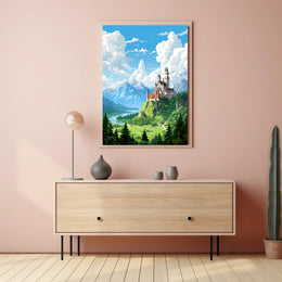 Fantasy Castle Adventure: Whimsical Landscape Art Print