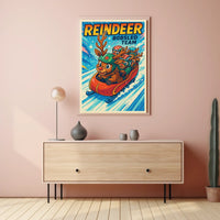 Reindeer Bobsled Team Poster