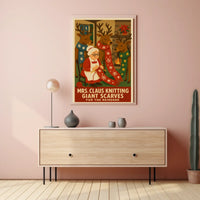 Mrs. Claus Knitting Giant Scarves Poster