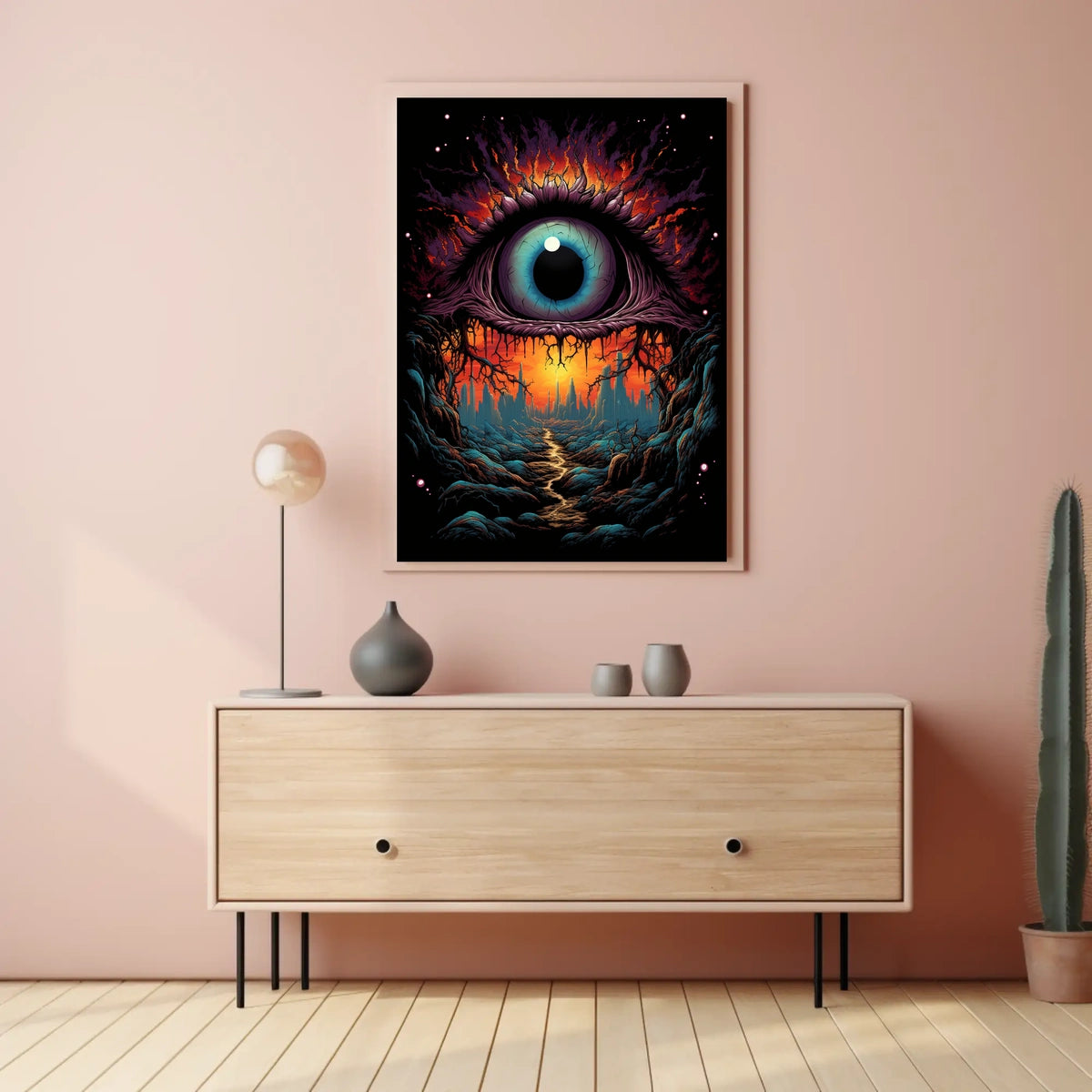 Surreal Eye Fantasy Poster: Mystical Landscape Art