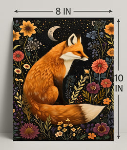 Whimsical Fox and Flora: Artistic Animal Poster